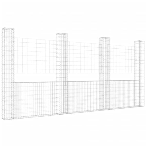 vidaXL U-muotoiset kivikorit 4 pylväällä rauta 380x20x200 cm
