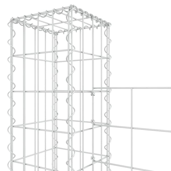 vidaXL Gabionkurv u-formet med 4 stolper jern 380x20x200 cm