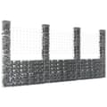Miniatyrbilde 1 av 6: vidaXL Gabionkurv u-formet med 4 stolper jern 380x20x200 cm