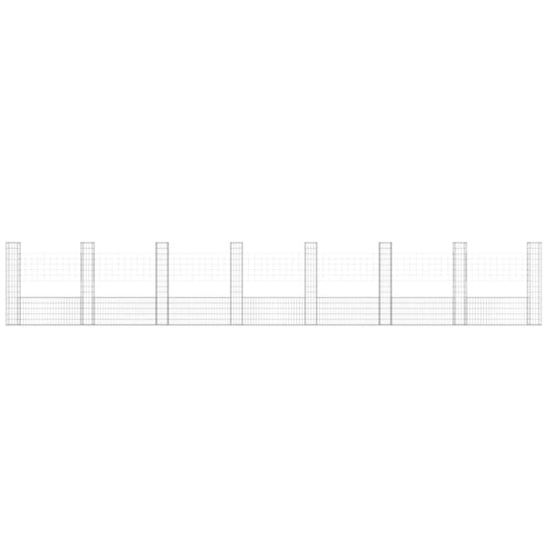 vidaXL Gabionkurv u-formet med 8 stolper jern 860x20x150 cm
