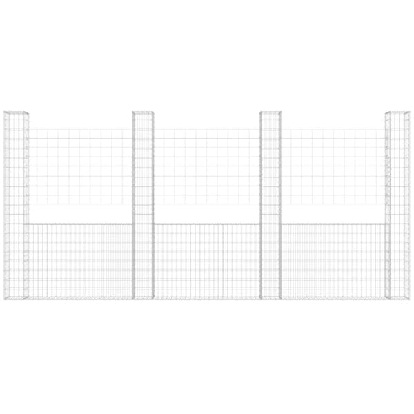 vidaXL U-muotoiset kivikorit 5 pylväällä rauta 500x20x200 cm