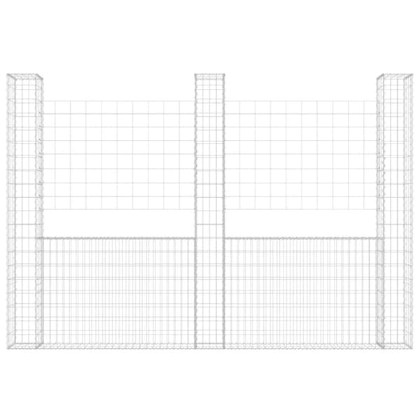 vidaXL gabionkurv med 3 stolper 260x20x200 cm U-facon jern