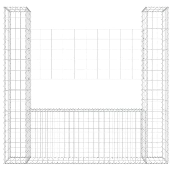 vidaXL Gabionkurv u-formet med 2 stolper jern 140x20x150 cm