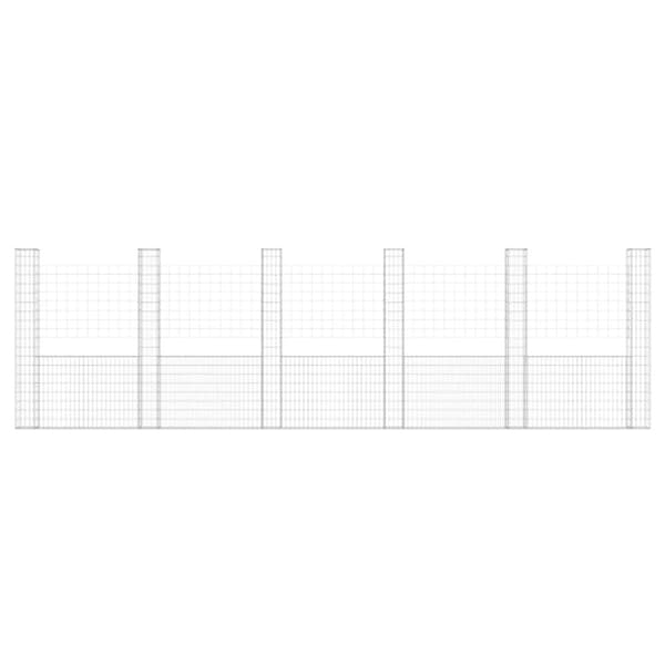 vidaXL Gabionkurv u-formet med 6 stolper jern 620x20x200 cm