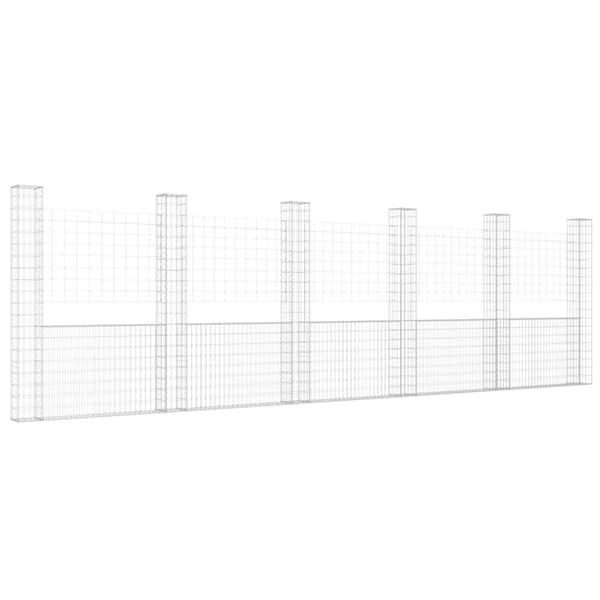 vidaXL Gabionkurv u-formet med 6 stolper jern 620x20x200 cm