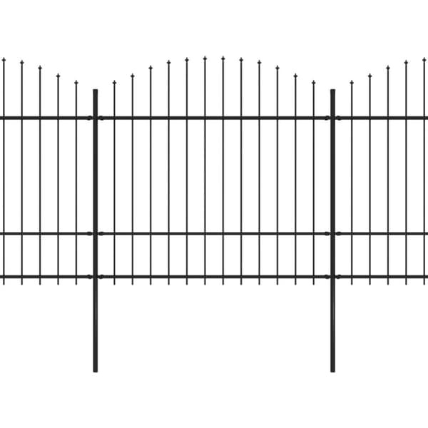 vidaXL havehegn med spydtop (1,5-1,75) x 10,2 m sort stål