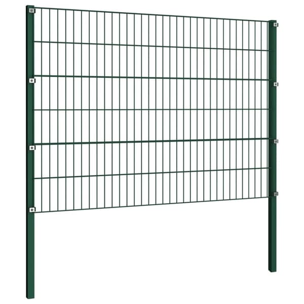 vidaXL hegnspaneler med stolper 15,3 x 1,2 m jern grøn