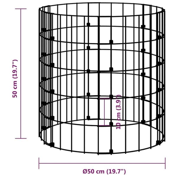 vidaXL Planteringsgabion upphöjd rund galvaniserat stål Ø50x50 cm