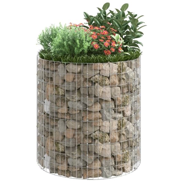 vidaXL Planteringsgabion upphöjd rund galvaniserat stål Ø100x100 cm