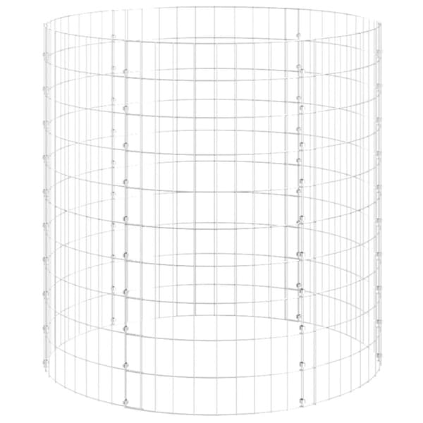 vidaXL Planteringsgabion upphöjd rund galvaniserat stål Ø100x100 cm