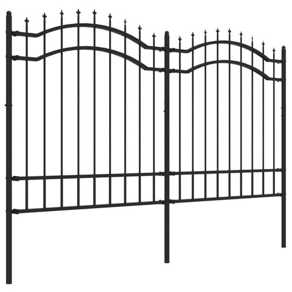 vidaXL Staket med spjuttopp svart 165 cm pulverlackerat stål