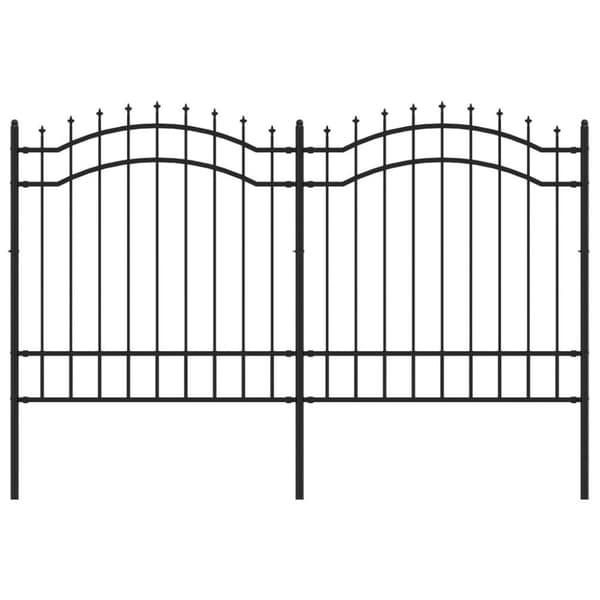vidaXL Staket med spjuttopp svart 165 cm pulverlackerat stål