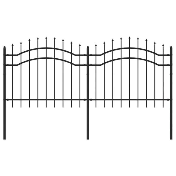 vidaXL Staket med spjuttopp svart 140 cm pulverlackerat stål