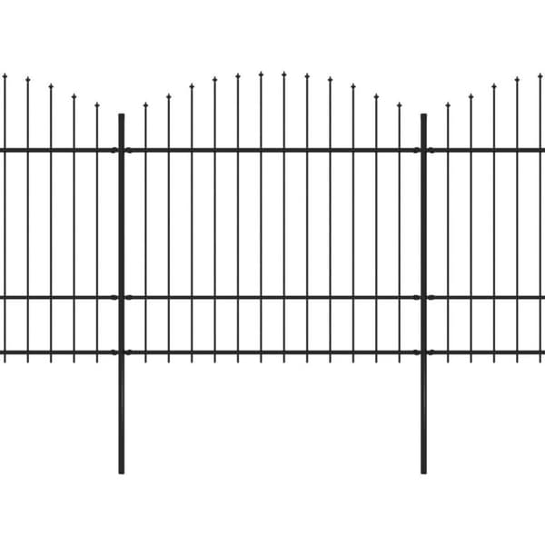 vidaXL havehegn med spydtop (1,5-1,75) x 11,9 m sort stål