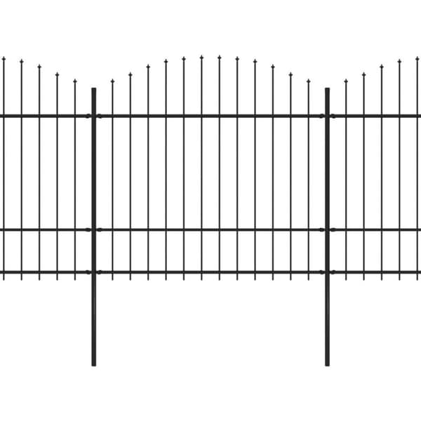 vidaXL havehegn med spydtop (1,5-1,75) x 13,6 m sort stål