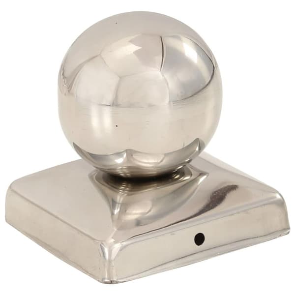 vidaXL Pallon muotoiset tolpan kärjet 6 kpl ruostumaton teräs 71x71 mm