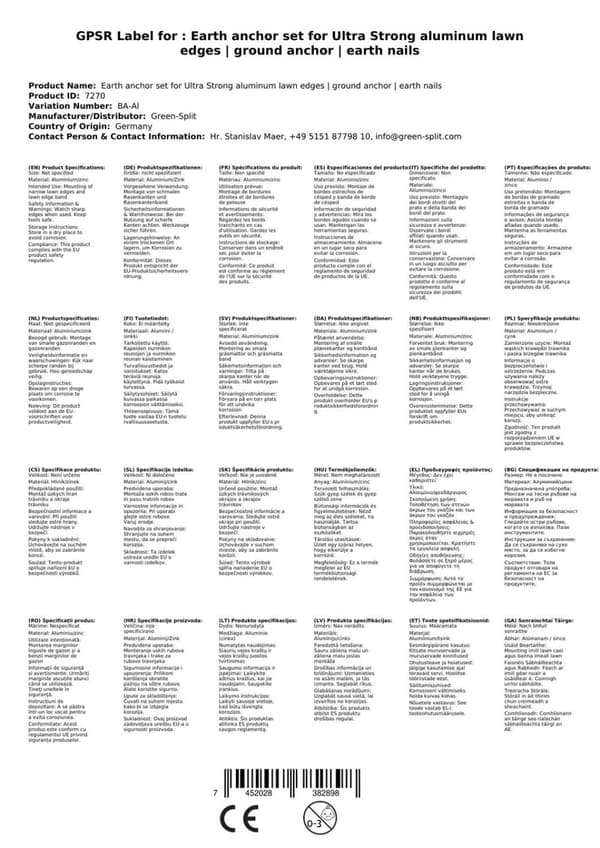Maaankkuri, Maadoitusruuvi, Maadoitusankkuri, Maatapit, Maadoitusankkurisarja reunusta varten, Ruohoreuna, Puutarhareuna, Reunalevy, Teräsreuna