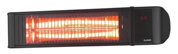Infrapunakiuas, terassilämmitin, riippuva infrapunakiuas, patiolämmitys - Malli Golden 2000 Amber Foc, suojaritilällä, alumiinia, musta