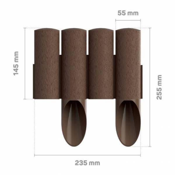 Palisades plast brun 23cm x 25,5 cm, Rabattkant, Gräskant, Trädgårdskant, Kantplåt, Gräsmattkant, Kantstöd