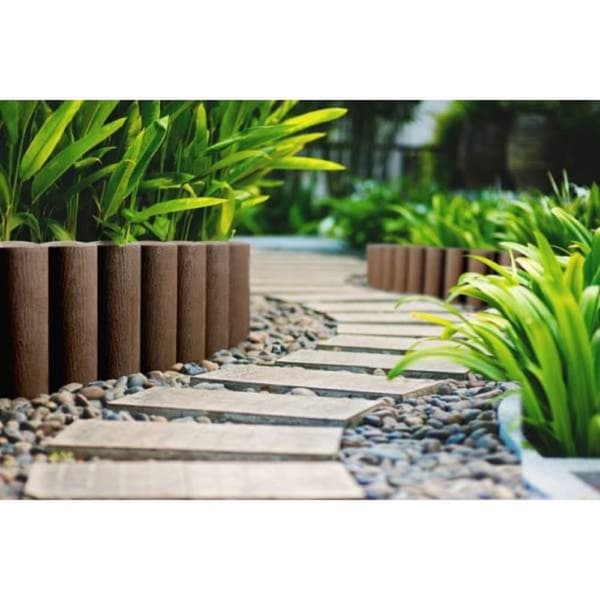 Palisader plast, Plastkant brun 2,3 m x 25,5 cm, Bedafgrænsning, Græskant, Græskanter, Græsplæne kant, Bedkant, Plænekant, Havekant, Rabatkant