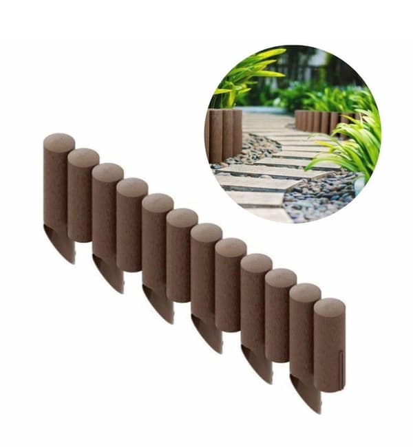 Palisader plast, Plastkant brun 2,3 m x 25,5 cm, Bedafgrænsning, Græskant, Græskanter, Græsplæne kant, Bedkant, Plænekant, Havekant, Rabatkant