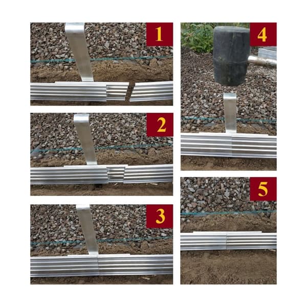 Sarja 5 Ultra-vahvaa alumiinia Discount reunat, Ruohoreunat, Puutarhareunat, Reunalevy, Nurmikon reunat, Reunatuki 14cm x 200cm, väri: ei väriä
