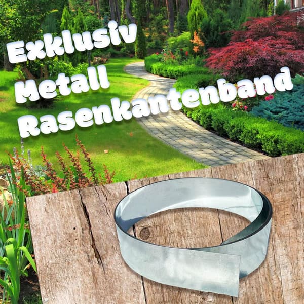 Græskant, Græskanter, Græsplæne kant, Bedkant, Plænekant, Havekant, Rabatkant metal alu/zink 20 cm x 10 meter, Længde gs:10 m, Bred:20 cm