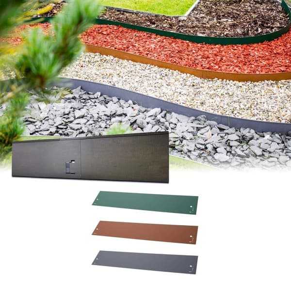 Plænekanter af metal højde 13,5-18,5 cm længde 120 cm, Farve:Brun, Størrelse:1 stk 13.5 cm