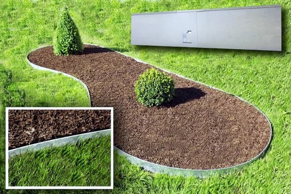 Alennusreuna metalli Korkeus 13,5-18,5cm Pituus 120cm | Puutarhan raja | Ruohoreunus, Väri: vihreä, Koko: 10 kpl 13,5 cm