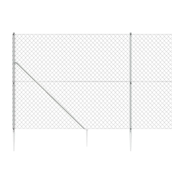 vidaXL Nettinggjerde med stolpespyd 1,4x25 m sølv