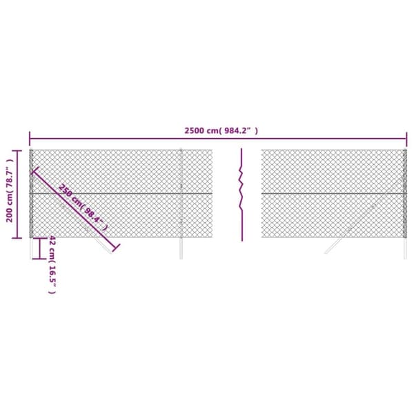 vidaXL trådhegn 2x25 m antracitgrå