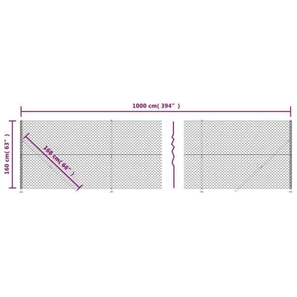 vidaXL trådhegn med flange 1,6x10 m antracitgrå