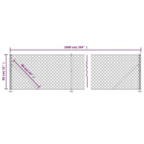 vidaXL trådhegn med flange 0,8x10 m antracitgrå