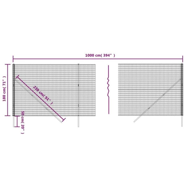 vidaXL trådhegn 1,8x10 m galvaniseret stål grøn
