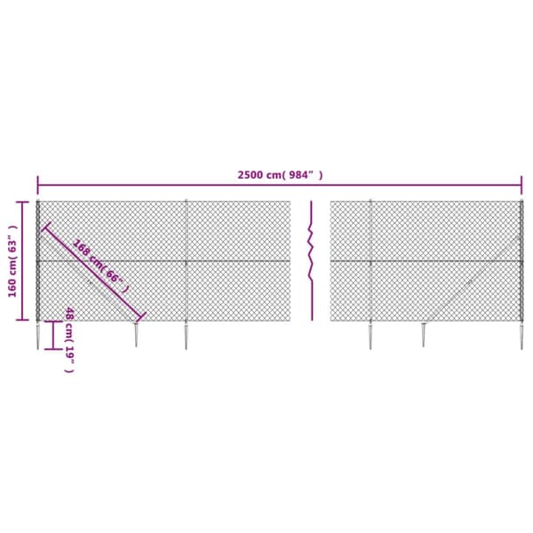 vidaXL Verkkoaita maapiikeillä antrasiitti 1,6x25 m