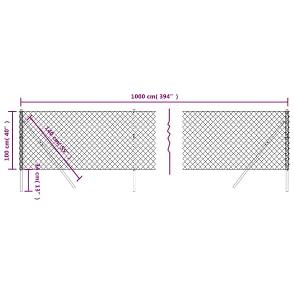 vidaXL Verkkoaita hopea 1x10 m