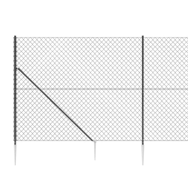 vidaXL Nettinggjerde med stolpespyd 2,2x25 m antrasitt