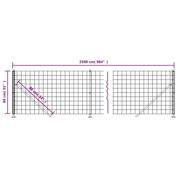 vidaXL Nettinggjerde med flens antrasitt 0,8x25 m