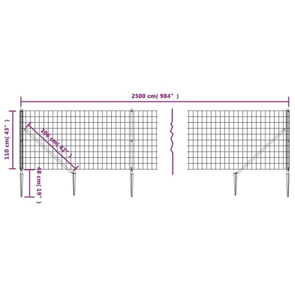 vidaXL Verkkoaita maapiikeillä vihreä 1,1x25 m