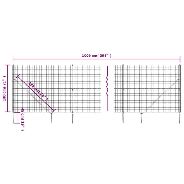 vidaXL Nettinggjerde med stolpespyd 1,8x10 m antrasitt