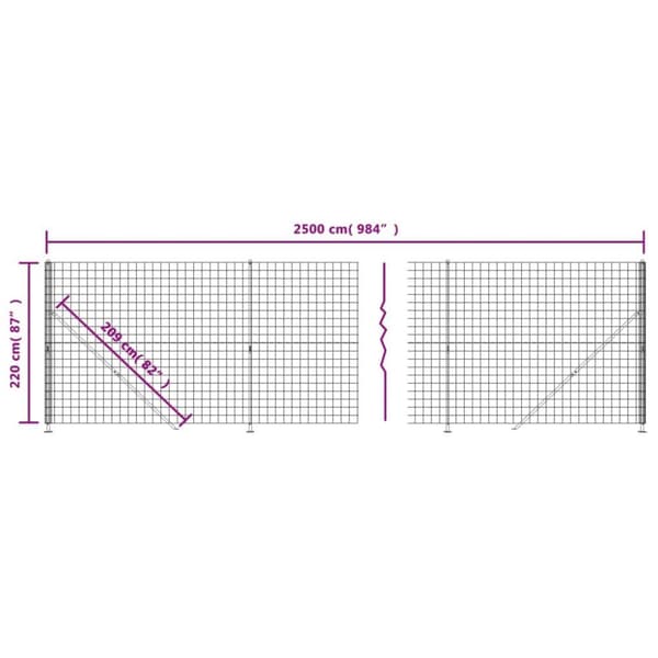 vidaXL trådhegn med flange 2,2x25 m grøn