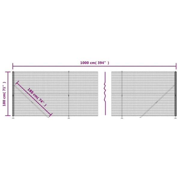vidaXL Nettinggjerde med flens grønn 1,8x10 m