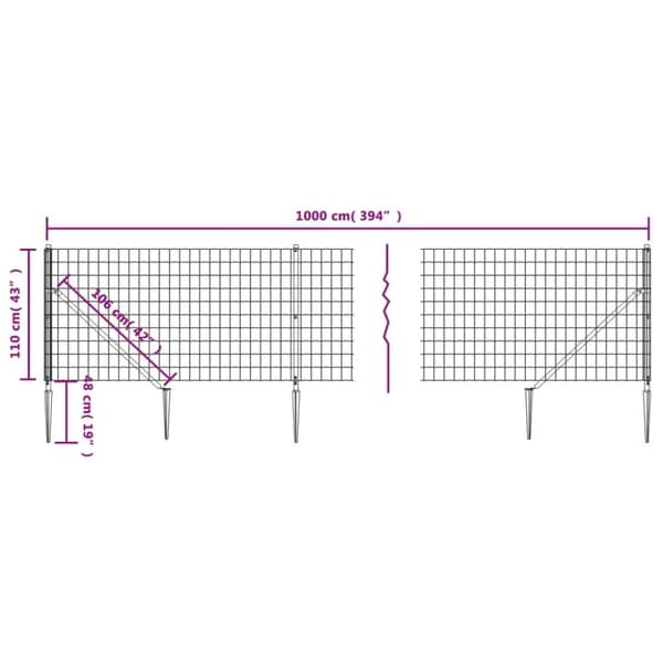 vidaXL Verkkoaita maapiikeillä vihreä 1,1x10 m