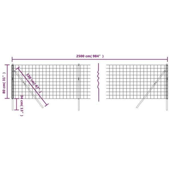 vidaXL trådhegn 0,8x25 m galvaniseret stål grøn