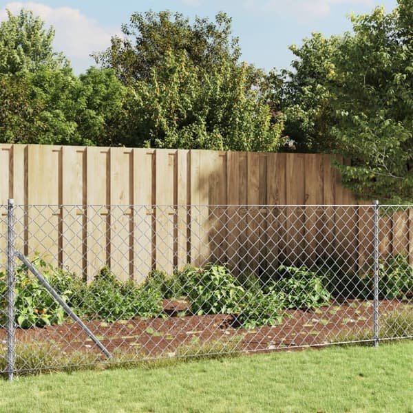 vidaXL trådhegn med flange 1x25 m sølvfarvet