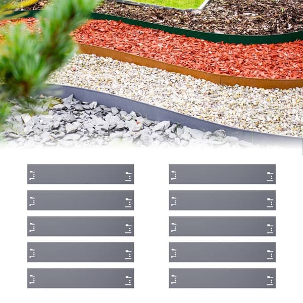 10 kpl:n setti Alennusreunametallia 18,5 cm korkea, 12 m pitkä | Puutarhan raja | Ruohoreunus, väri: vihreä