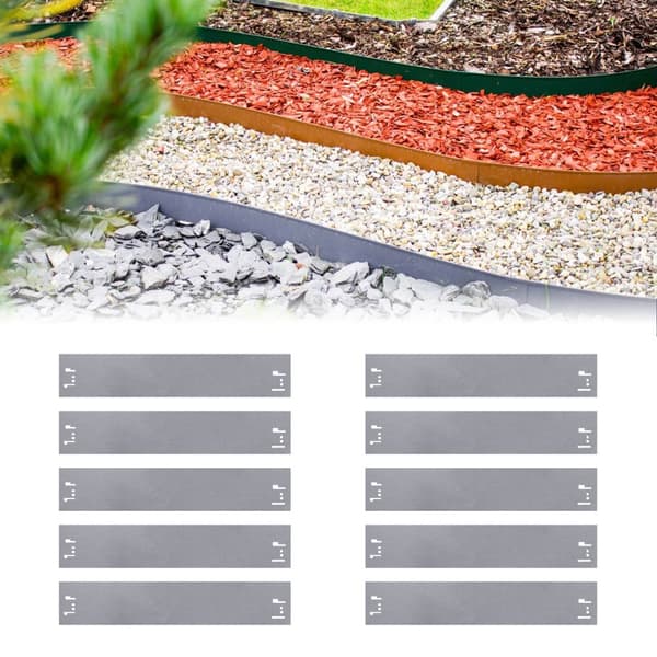 20 kpl:n setti Alennusreuna metalli 13,5cm x 120cm | Puutarhan raja | Ruohoreunus, väri: vihreä