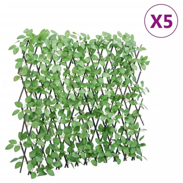 vidaXL Utvidbart espalier med kunstig eføy 5 stk grønn 180x65 cm