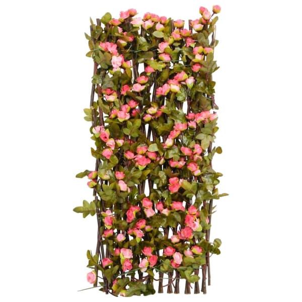 vidaXL Utvidbart espalier med kunstig eføy 5 stk mørkerosa 180x60 cm