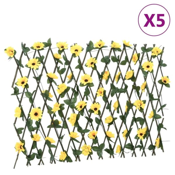 vidaXL Utvidbart espalier med kunstig eføy 5 stk gul 180x60 cm